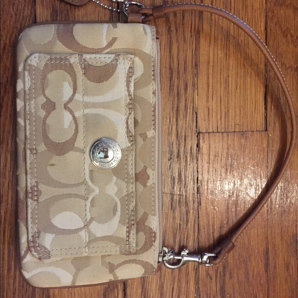 Tan Coach Wristlet